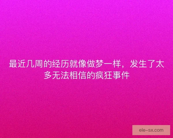 最近几周的经历就像做梦一样，发生了太多无法相信的疯狂事件