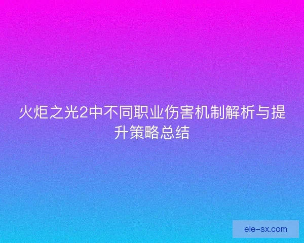 火炬之光2中不同职业伤害机制解析与提升策略总结
